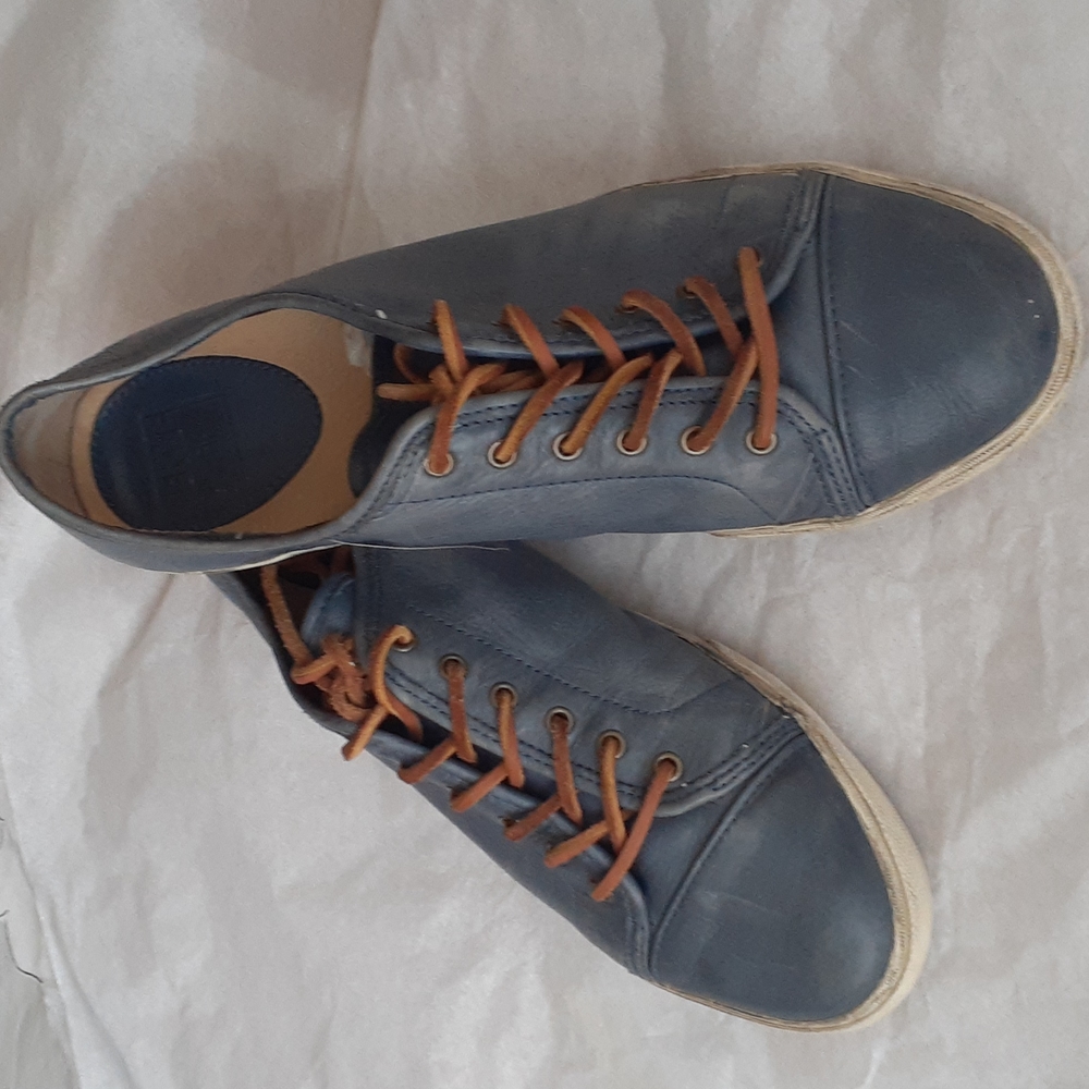 Frye Mindy Low Leather Sneaker Blue 10